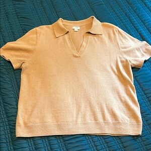J.Crew Camel Knit Polo Cotton and Cashmere